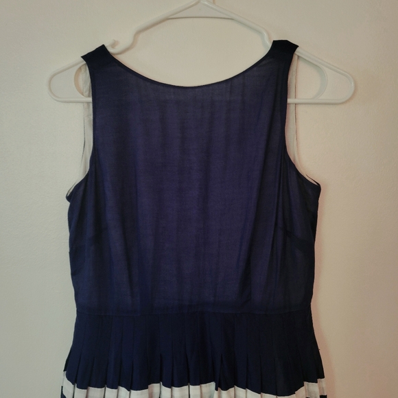 Talbots Petites Womens Navy And White Nautical Pleated Sun Dress Size 2 Petite - Picture 3 of 6